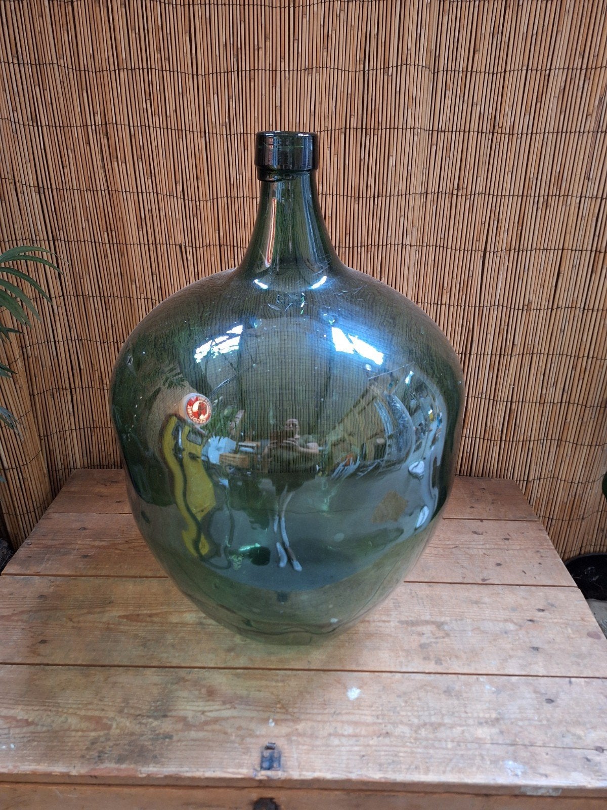 Grote groene gist / wijn fles, Ophalen, Glas
