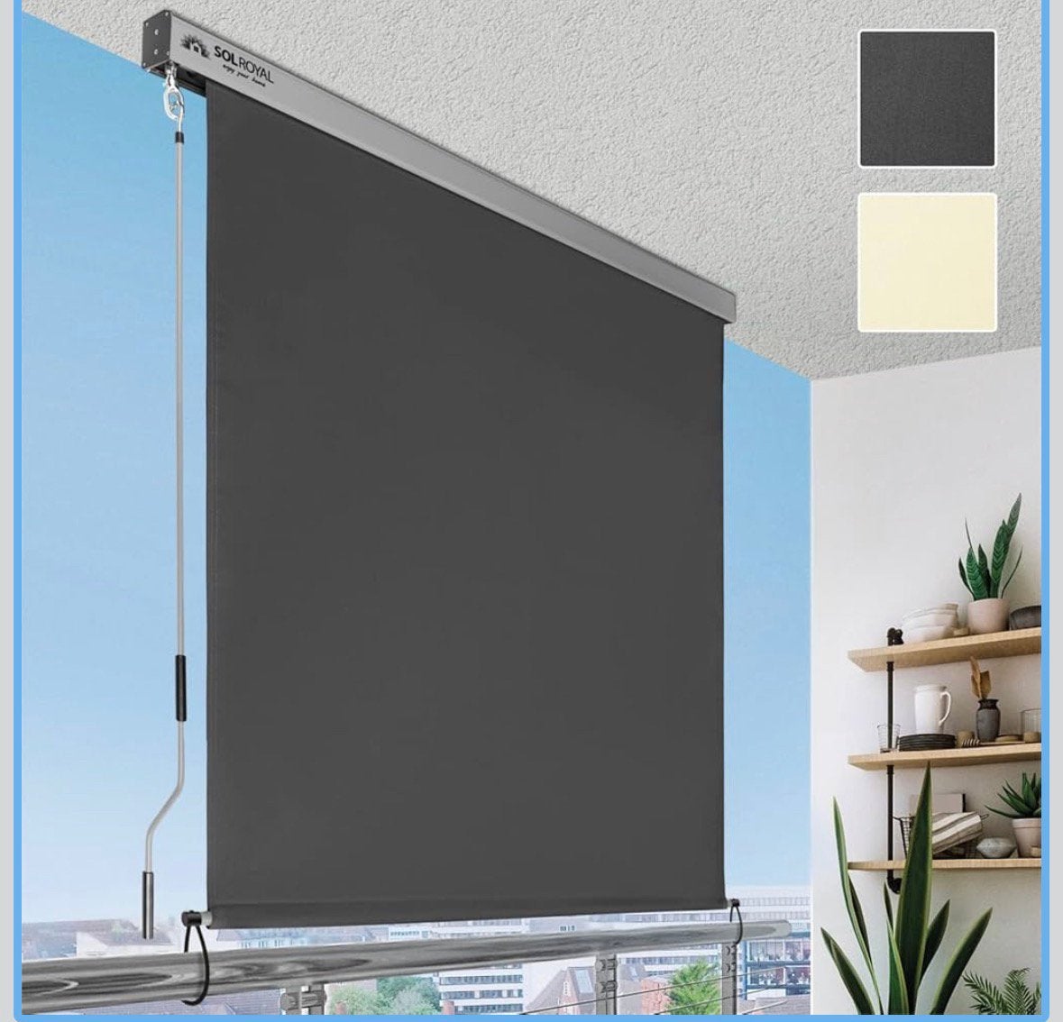 Outdoor roller blinds Zonwering 180x250cm, Ophalen, Zo goed als nieuw, Grijs