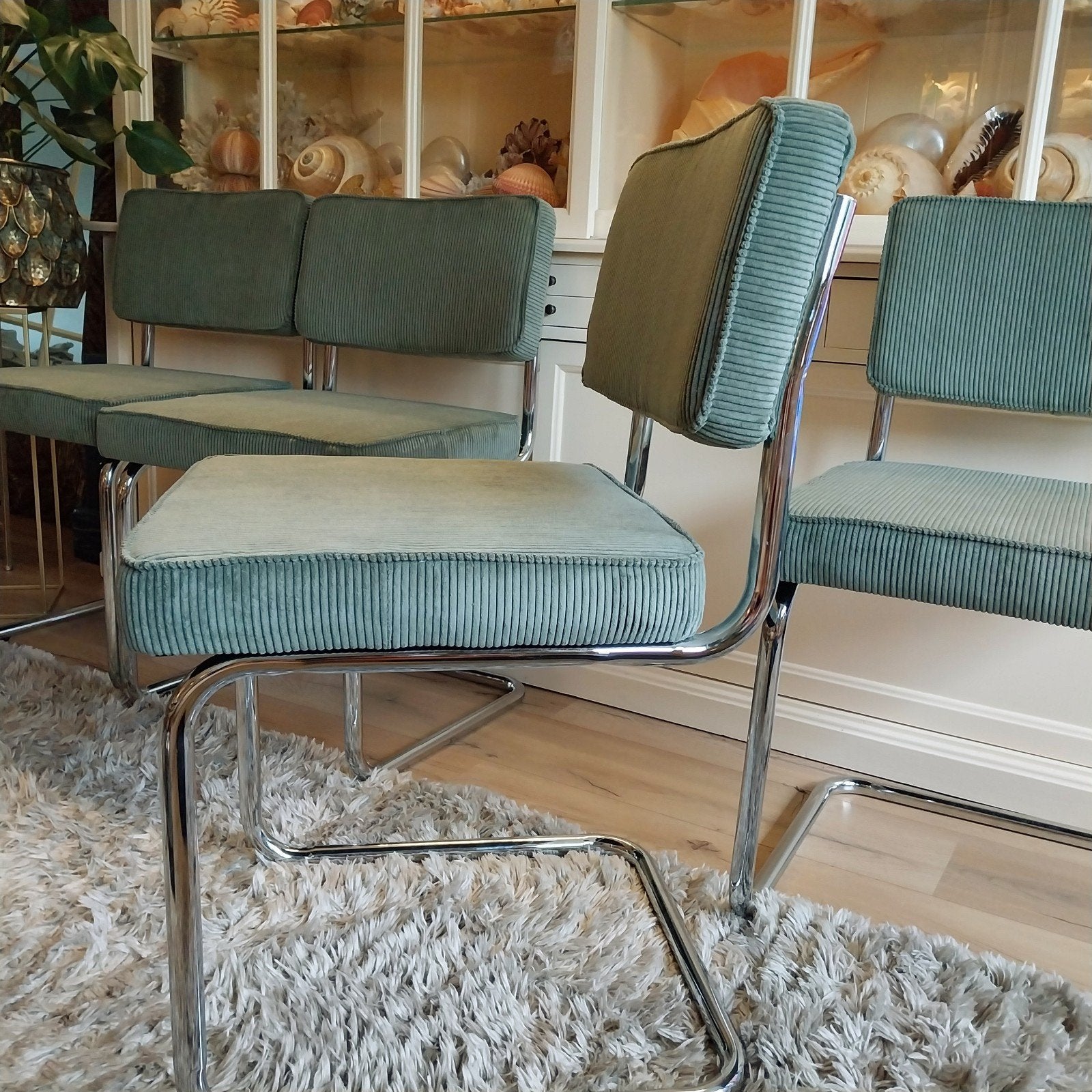 Vintage buisframe eetkamerstoelen, Huis en Inrichting, Stoelen, Ophalen of Verzenden, Zo goed als nieuw, Overige kleuren, Vier