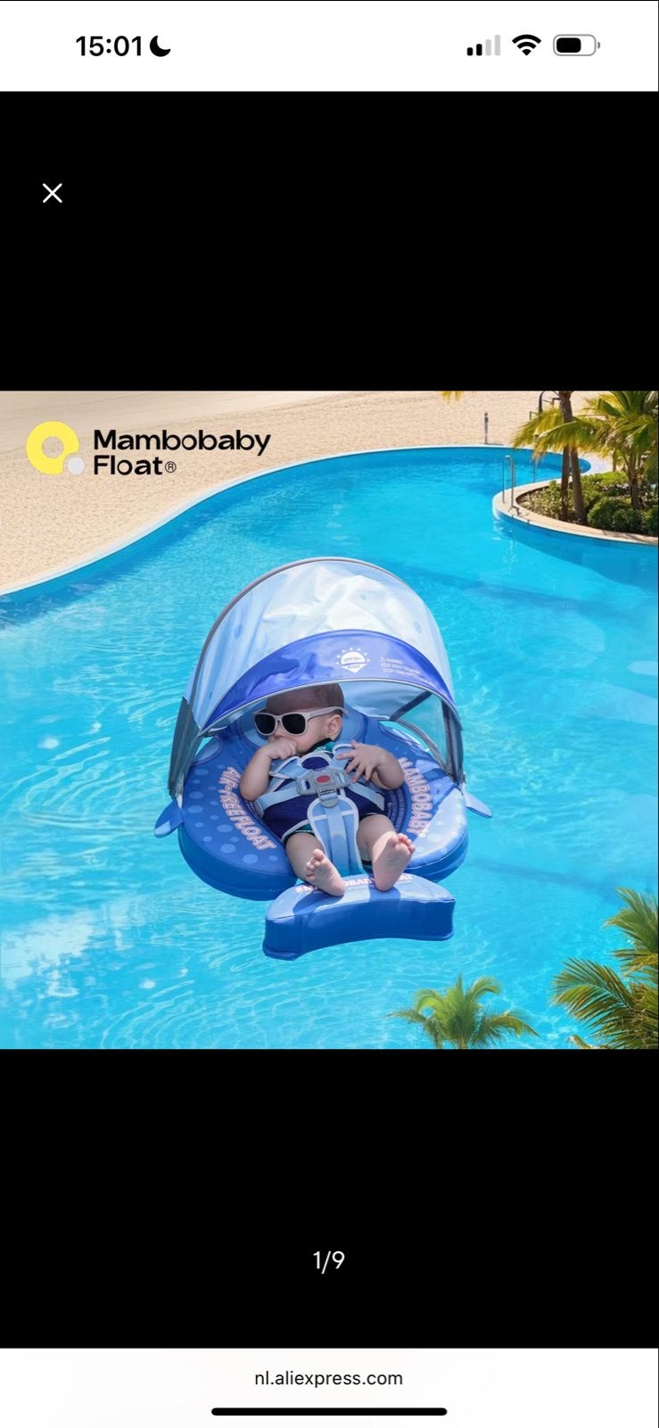 Opzoek naar Mambobaby Float Baby Zwemband met Zonnescherm, Ophalen of Verzenden, Zo goed als nieuw