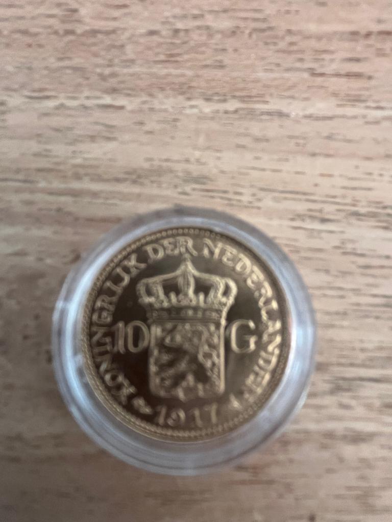 gouden tientje 1917, Postzegels en Munten, Koningin Wilhelmina, Losse munt, 10 gulden, Goud