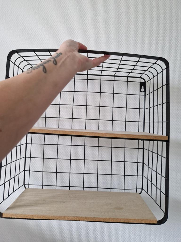 Hangend wandrekje, 2 vakken met hout, Huis en Inrichting, Ophalen of Verzenden, Zo goed als nieuw