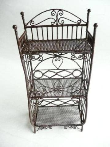 bruin metalen etagere H 16 x B 7 x D 5 cm EM3359/poppenhuism, Verzamelen, Ophalen, Nieuw, Gebruiksvoorwerp