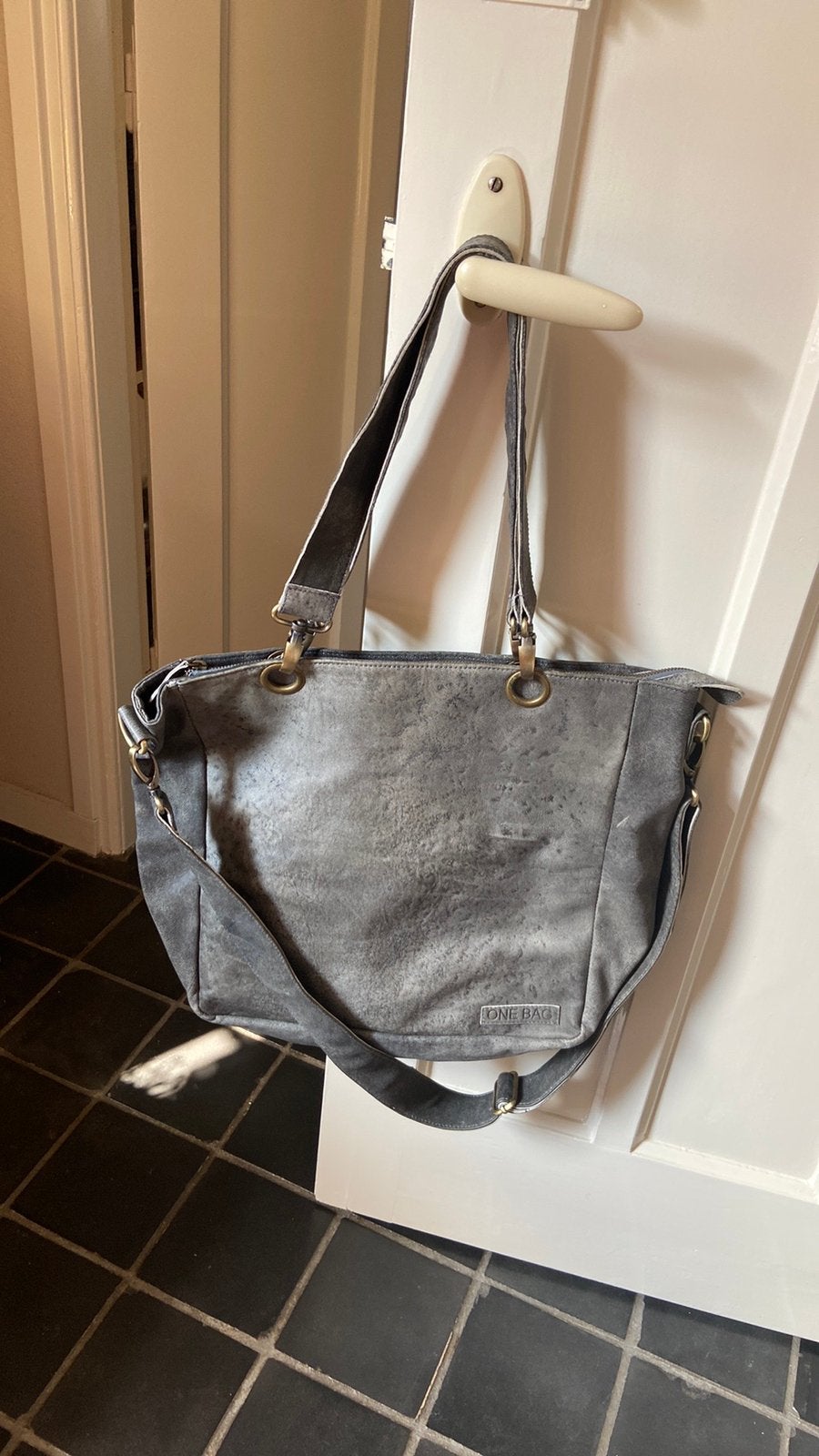 Schooltas one Bag leder taupe kleur grijs nieuw, 30 tot 40 cm, Nieuw, Ophalen of Verzenden, Grijs