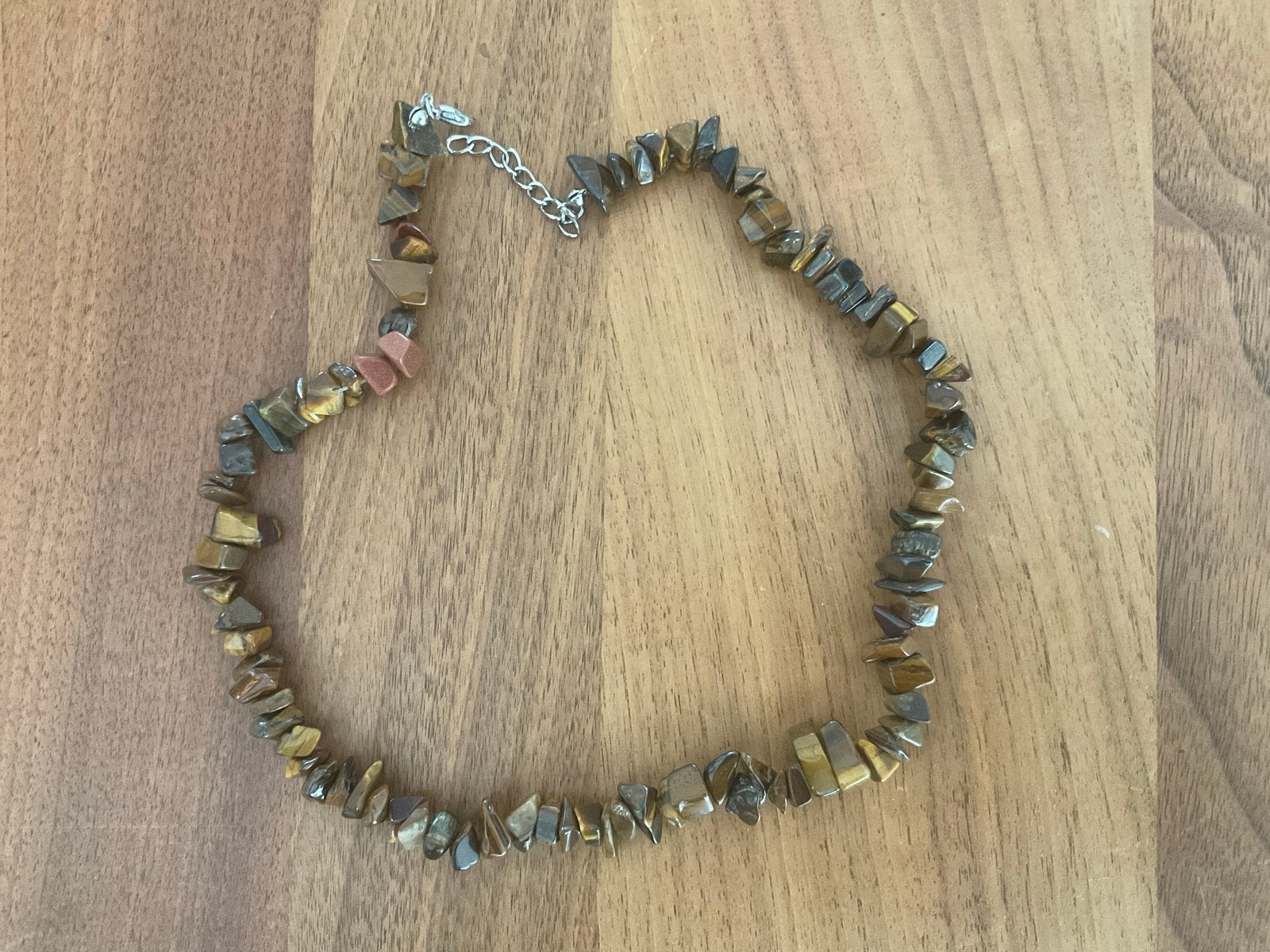 Tijgeroog ketting met natuurstenen, Sieraden, Tassen en Uiterlijk, Kettingen, Gebruikt, Bruin, Ophalen of Verzenden, Steen of Mineraal