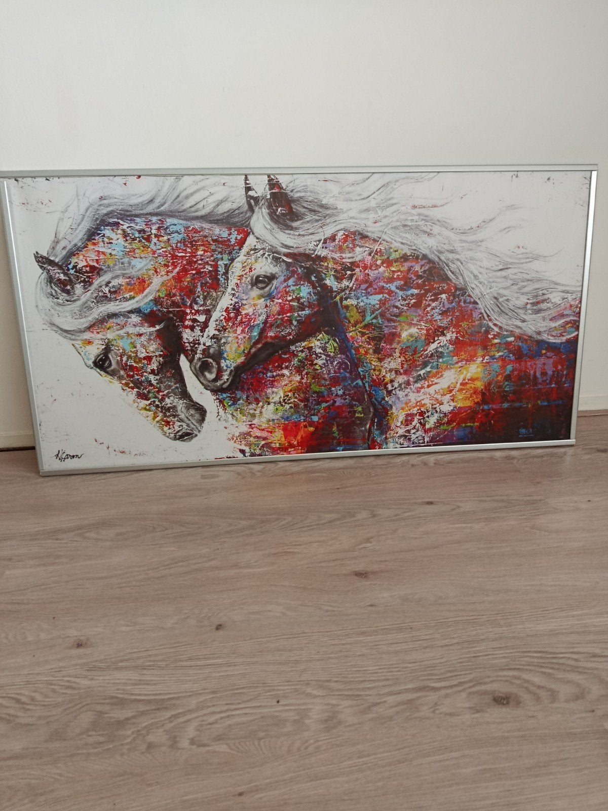 Schilderij met twee paarden - 120x60 cm, Ophalen of Verzenden