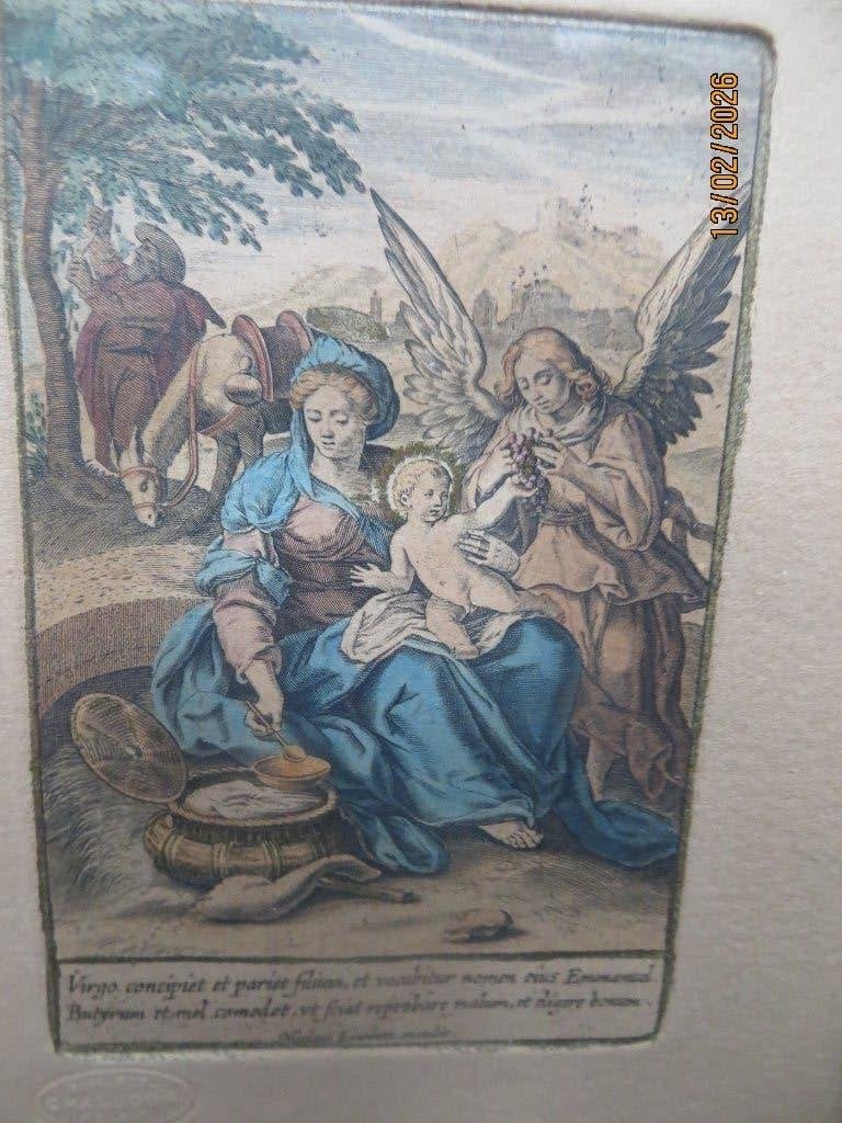 Byz. Religieuze 17e Eeuwse Ets Maria/Jezus Gabriel / Egypte, Ophalen, Gebruikt, Christendom | Katholiek