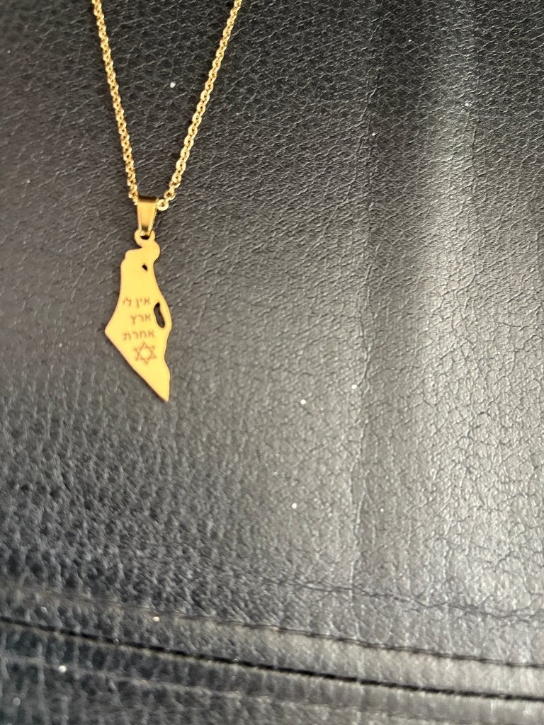 Ketting met Davidster en Hebrew tekst RVS Goudkleur, Nieuw, Ophalen of Verzenden, Goud, Overige materialen