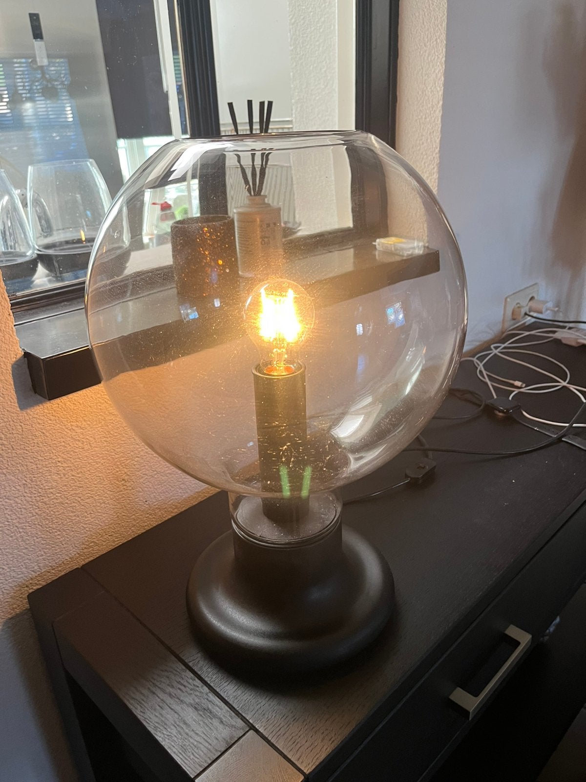 Tafellamp, Ophalen of Verzenden, Zo goed als nieuw, Glas, Klassiek