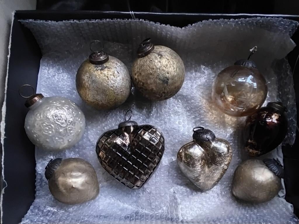 9 Prachtige goudkleurige kerstballen heksenballen ornamenten, Ophalen