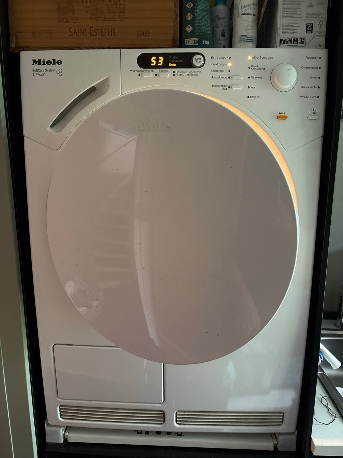 Miele SoftCare System T 7744 C Wasdroger, Witgoed en Apparatuur, Ophalen, 6 tot 8 kg, Gebruikt, Voorlader