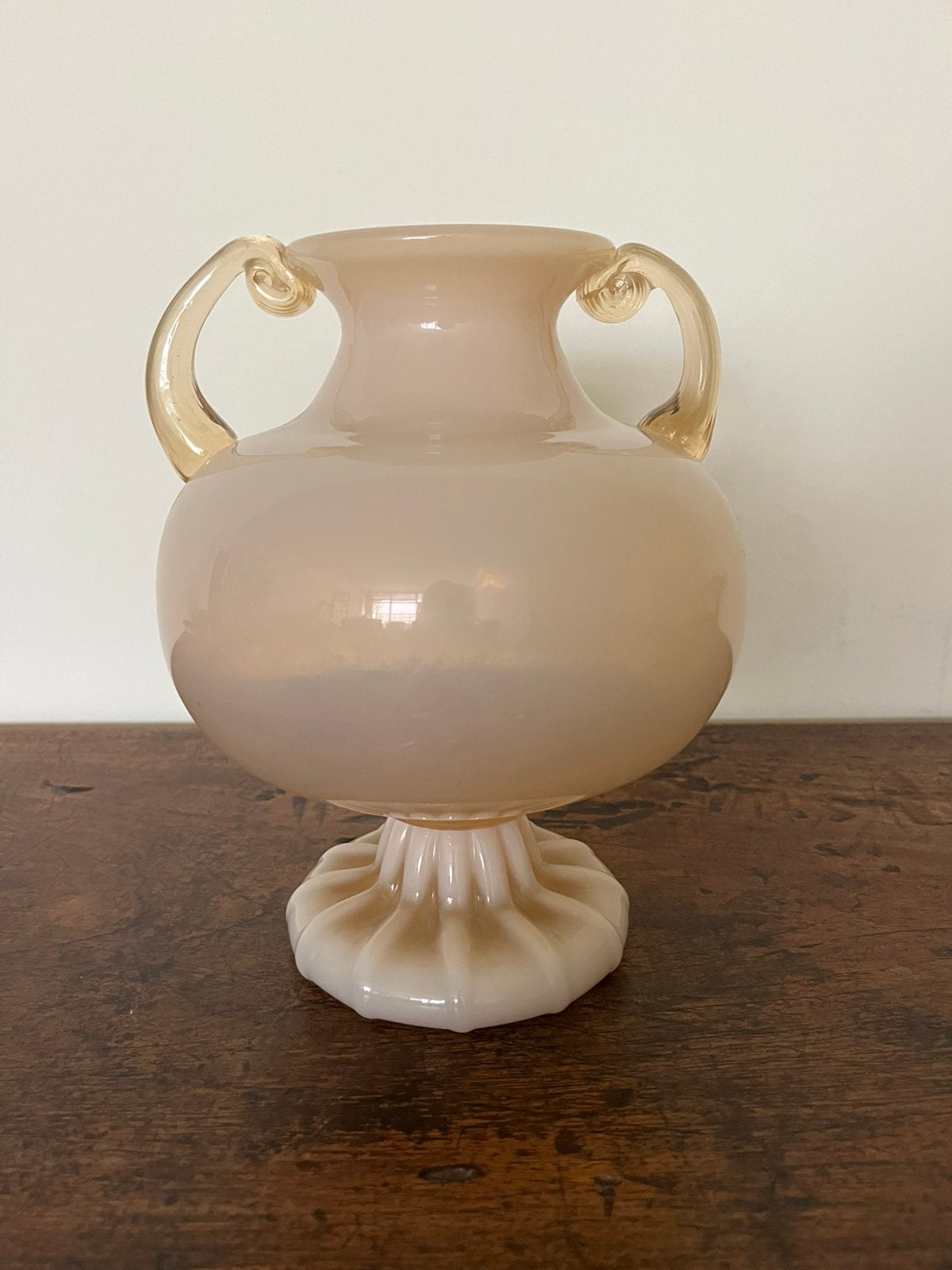 Vintage Italiaanse Empoli opaline vaas (Opalina Fiorentina), Huis en Inrichting, Gebruikt, Glas, Roze, Ophalen
