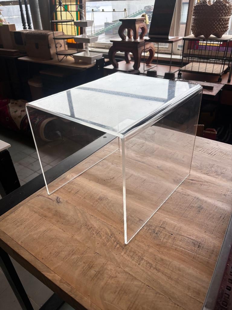 Vintage Plexiglas BIJZETTAFEL - MINIMALISTISCH, Ophalen, Kunststof, Gebruikt, Transparant