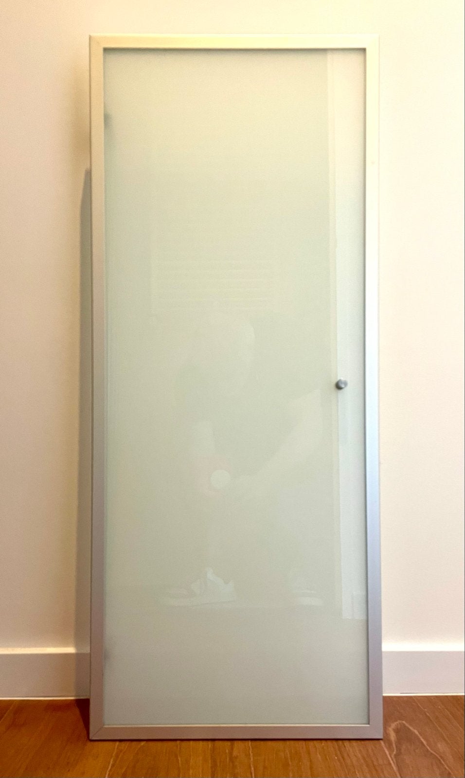 Glazen deur met aluminium frame, melkglas, Ophalen, Minder dan 50 cm, Gebruikt, Glas