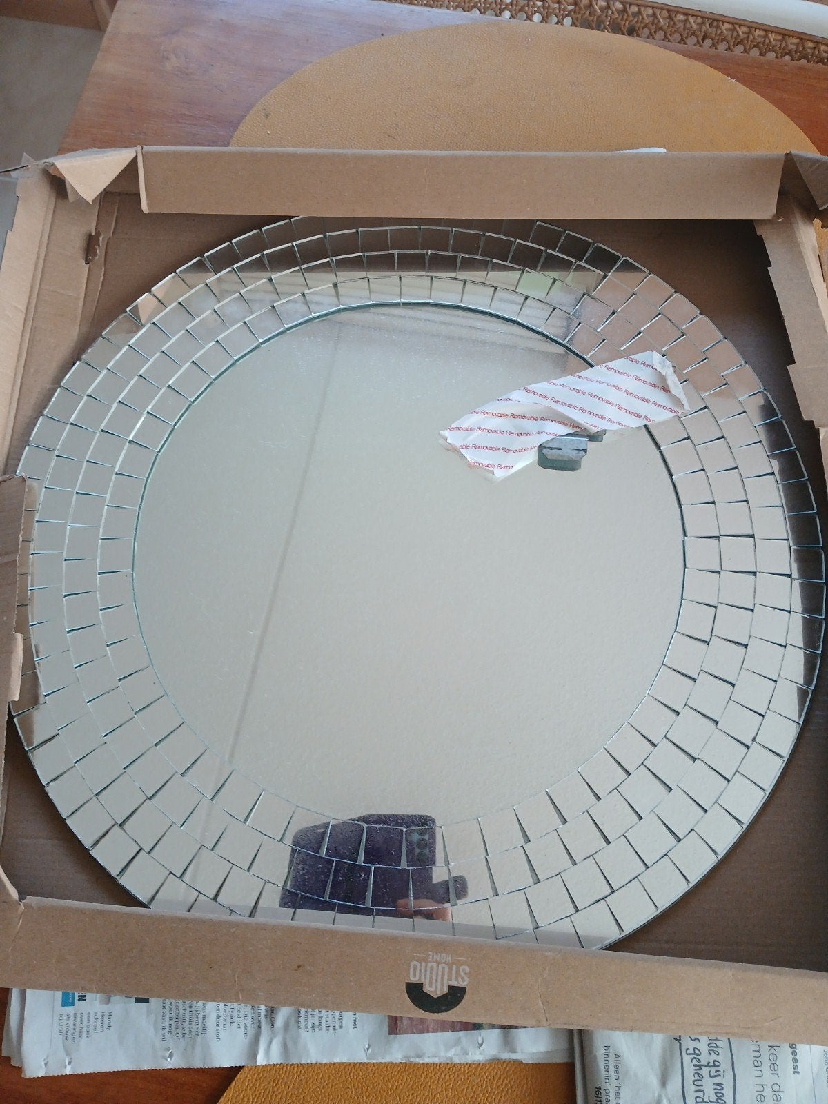 Mooie ronde spiegel nieuw met een decoratieve mozaïek rand, Huis en Inrichting, Ophalen of Verzenden
