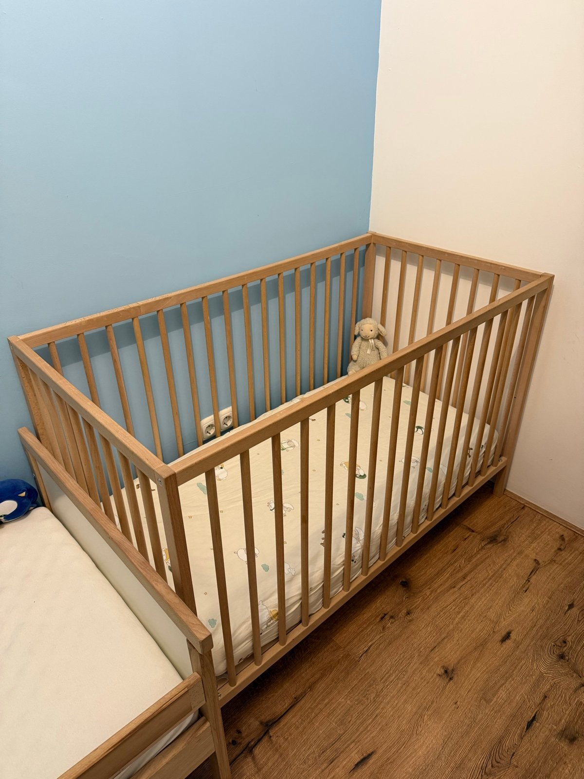 Beuken babybed 60x120 (matras optioneel), Ophalen, Gebruikt, Bruin, 190 cm of minder