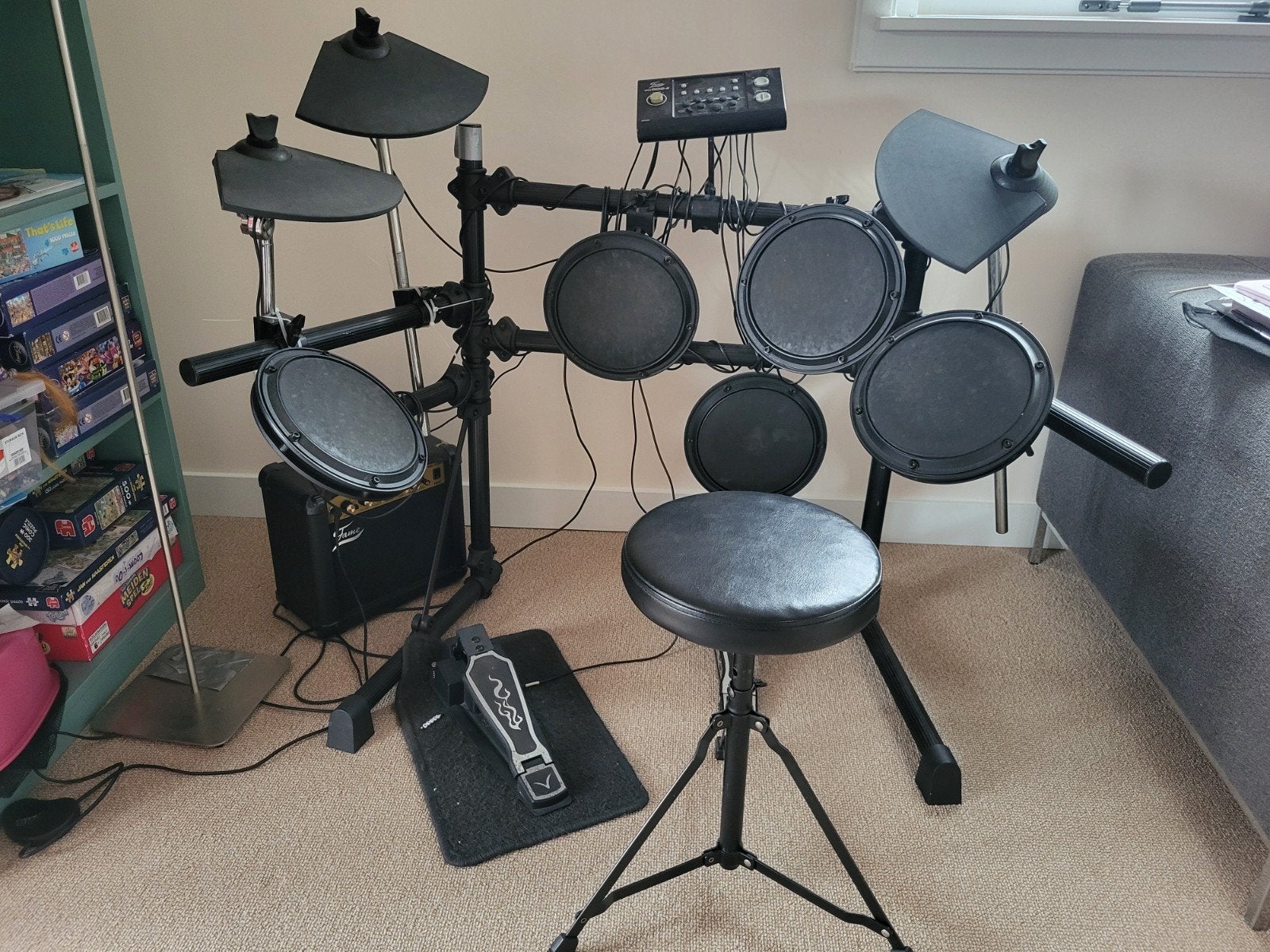 Elektronisch Drumstel met Versterker, Ophalen, Gebruikt, Overige merken, Elektronisch