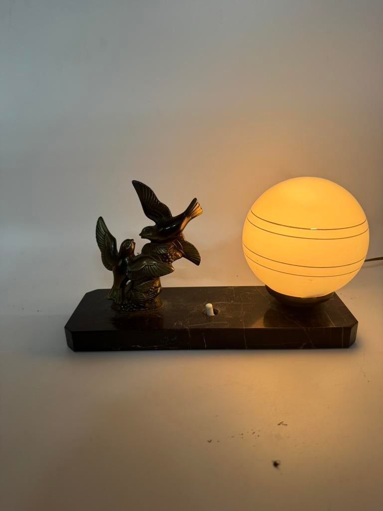 Art Deco Lamp – Vogels – Gesigneerd "TEDD", Antiek en Kunst, Ophalen of Verzenden