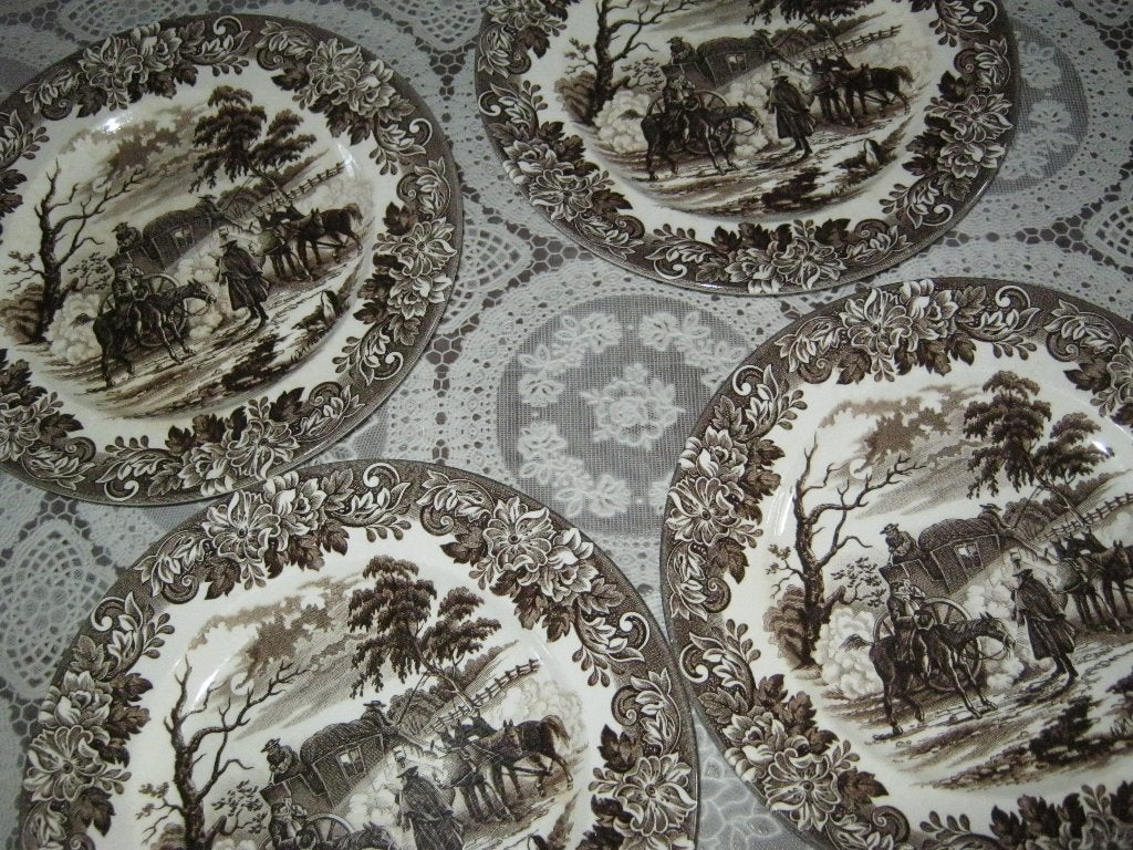 4 handmaked borden  van dickens + 1 groot engels bord, Ophalen, Zo goed als nieuw, Porselein, Bord of Schaal