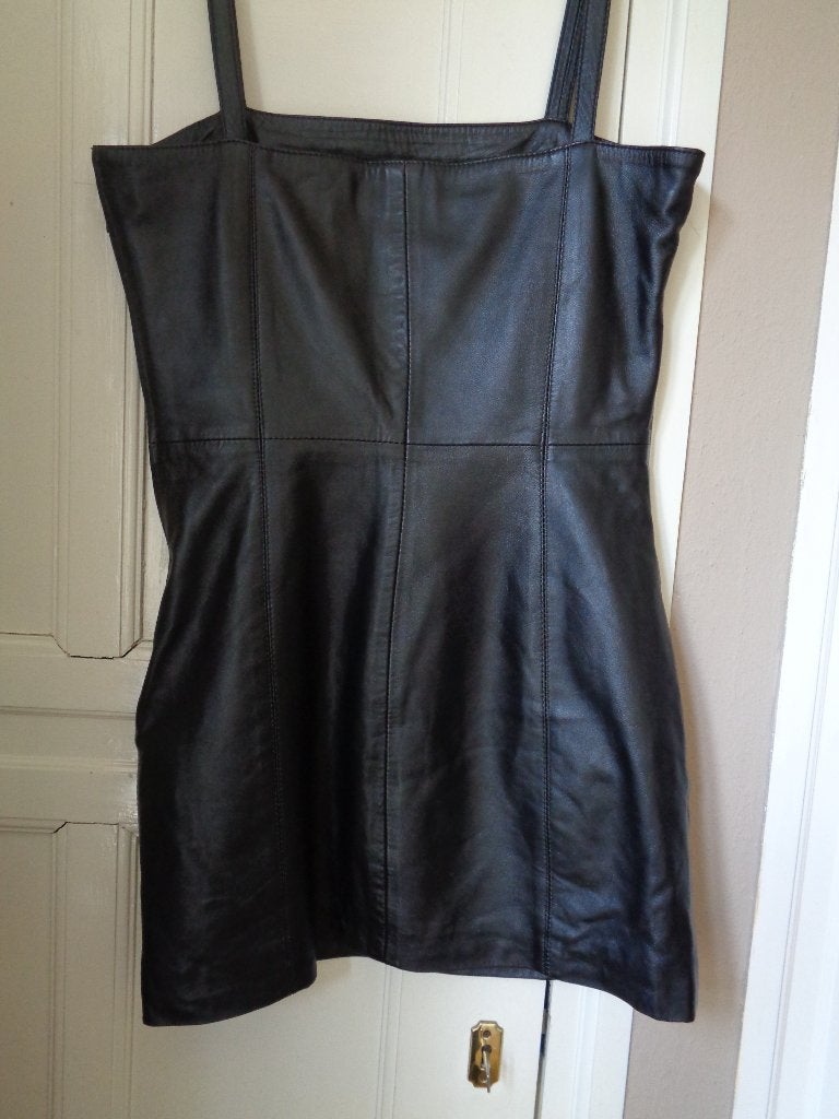 SAKI leren overgooier/jurkje:mt 40, Kleding | Dames, Jurken, Maat 38/40 (M), Zwart, Ophalen of Verzenden, Zo goed als nieuw