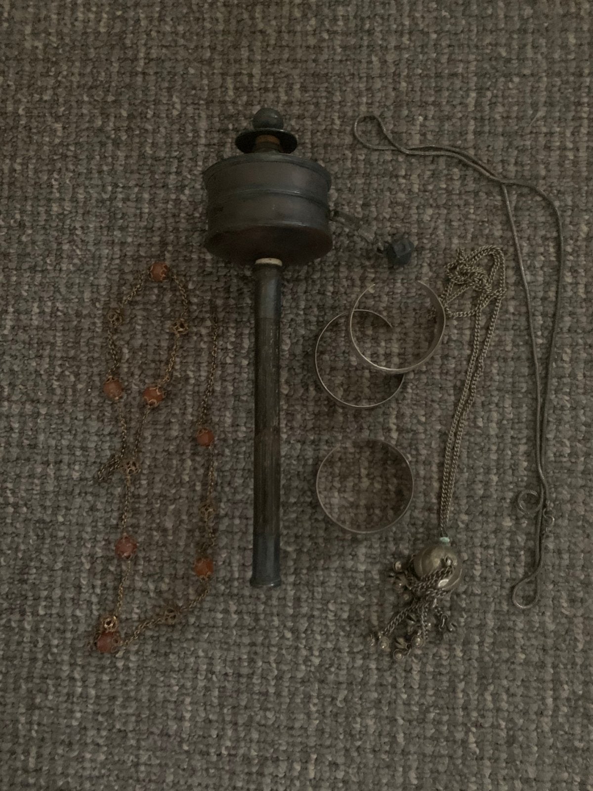 Antieke Tibet rol met Tibetaanse sieraden, Ophalen of Verzenden