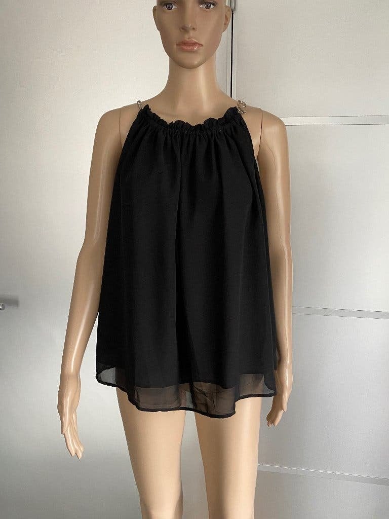 K274 Josh V maat S/M=36/38 aparte blouse top zwart, Zwart, Ophalen of Verzenden, Zo goed als nieuw, Maat 36 (S)