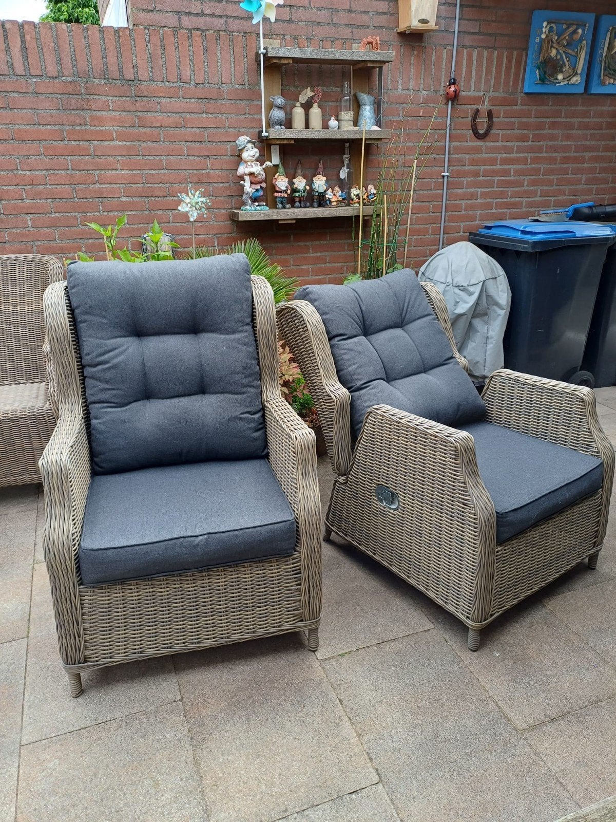 2 verstelbare loungestoelen rieten look, Ophalen, Rotan, Verstelbaar