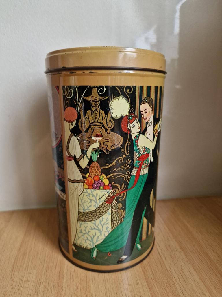 Hoog vintage blik art deco stijl rondom, Verzamelen, Ophalen of Verzenden, Gebruikt, Overige