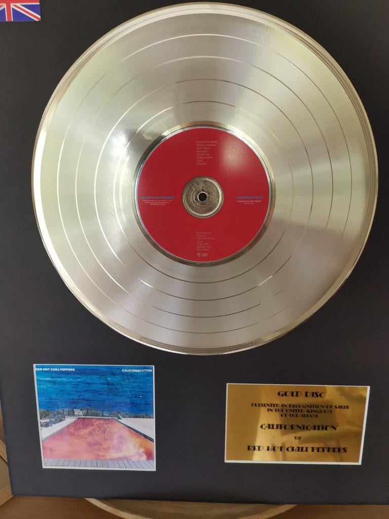 Red Hot Chili Peppers Californication Gesigneerde Gold Disc, Ophalen, Zo goed als nieuw, Alternative