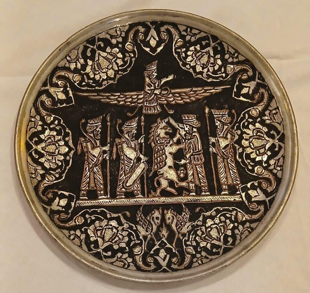 Muurbord Perzisch zwart Tin & Koper, Ophalen of Verzenden, Zo goed als nieuw, Religie