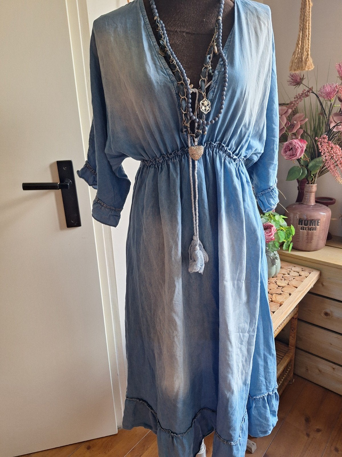 Spijkerjurk maat m l 40 42 44, Kleding | Dames, Ophalen of Verzenden, Gedragen, Maat 42/44 (L), Blauw