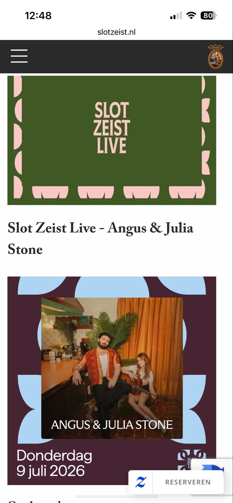 Angus & Julia Stone Slot Zeist donderdag 9 juli, Twee personen, Juli