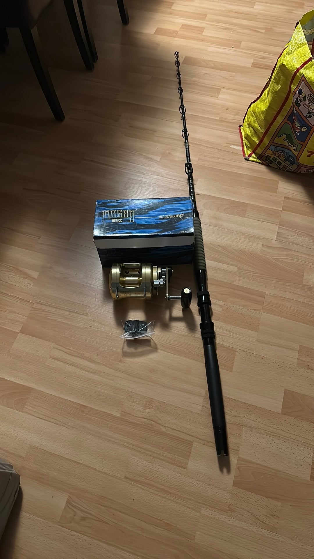 Shimano tiagra 50 en shimano tiagra hengel, Ophalen of Verzenden, Zo goed als nieuw, Complete set