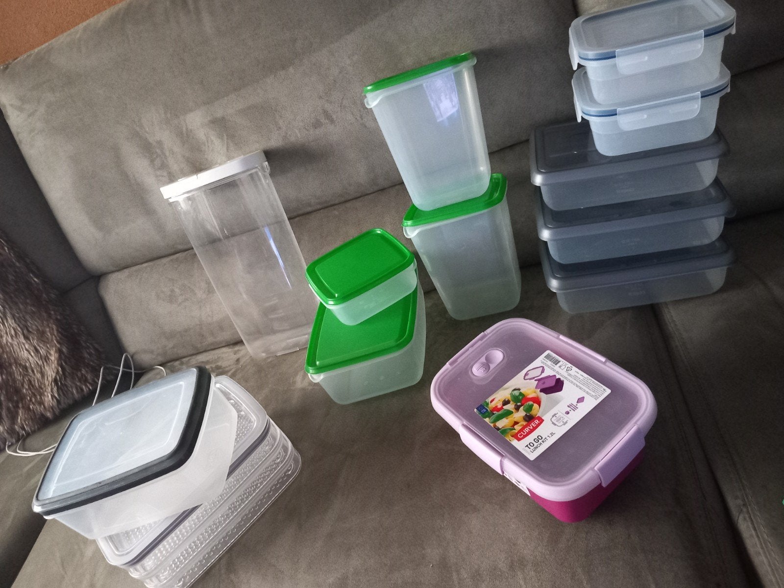 15-delige set voorraadbakjes en vershoudbakjes, Gebruikt, Kunststof, Ophalen of Verzenden, Broodtrommel