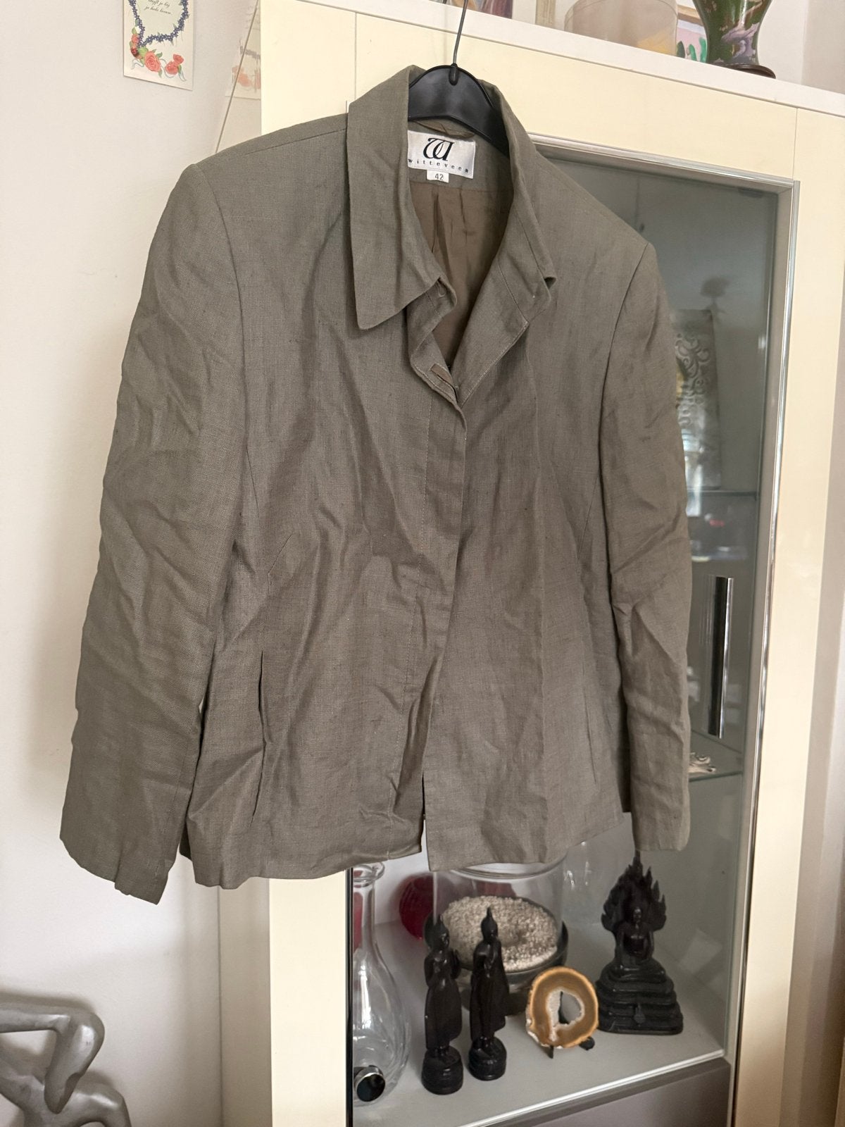 Witteveen Linnen Jasje Maat 42 khaki, Kleding | Dames, Maat 42/44 (L), Ophalen of Verzenden, Zo goed als nieuw, Jasje