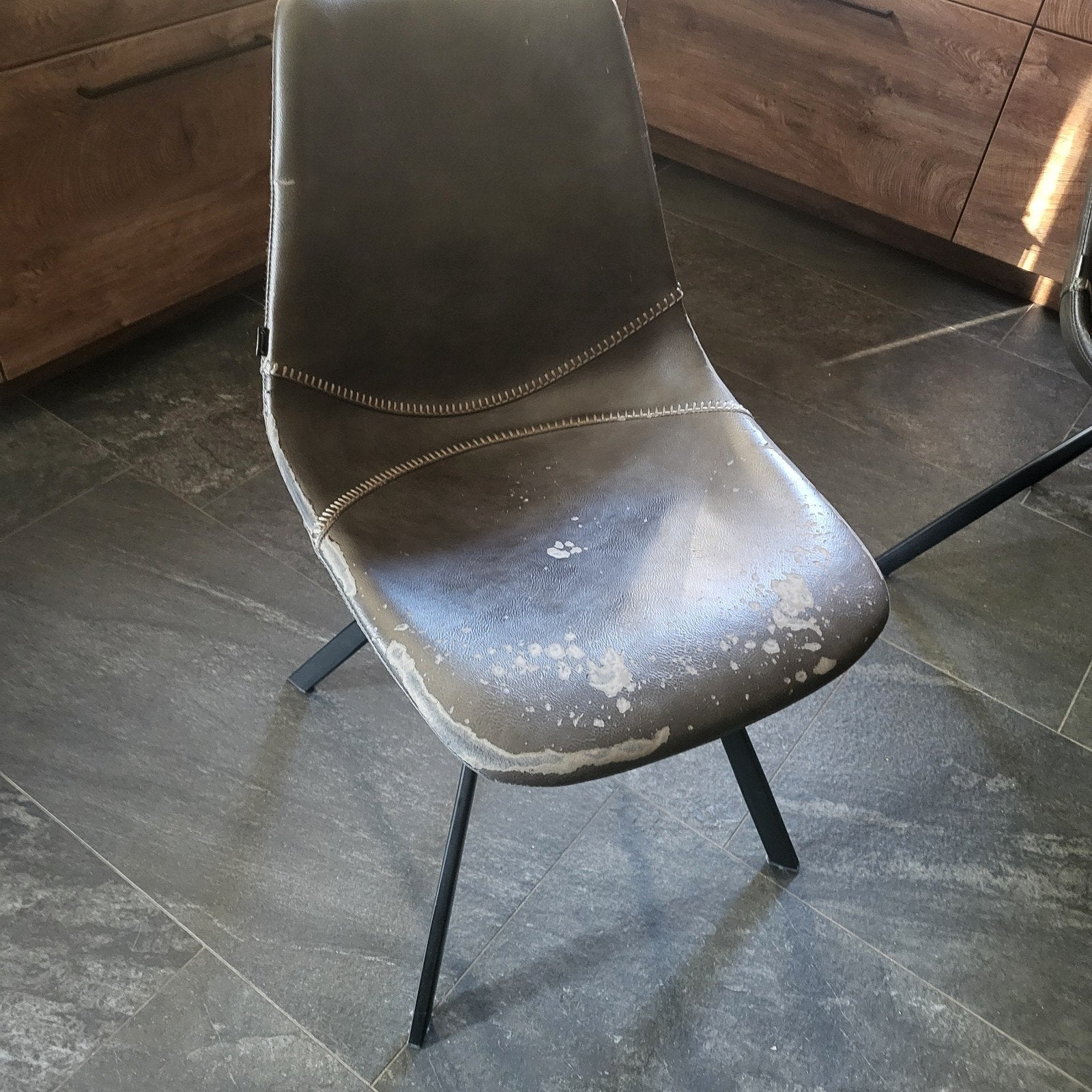 6 gebruikte eetkamerstoelen - met beschadigingen, Gebruikt, Ophalen of Verzenden, Vijf, Zes of meer stoelen, Metaal