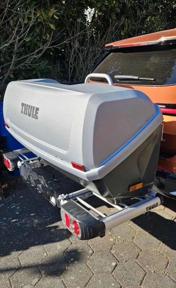 Thule BackUp 900 bagagebox + fietsendrager EuroClassic903Pro, Ophalen, Gebruikt
