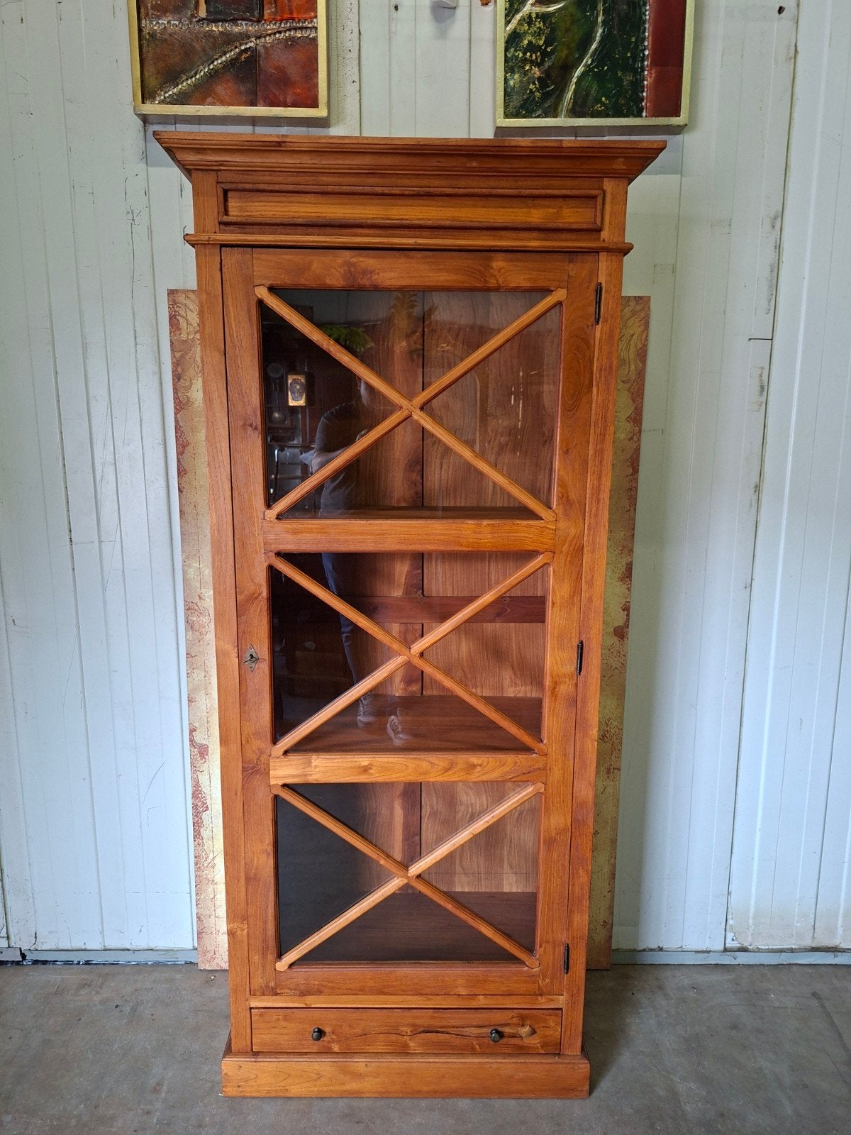 Teakhouten vitrinekast, servieskast, buffetkast afm. 90x45cm