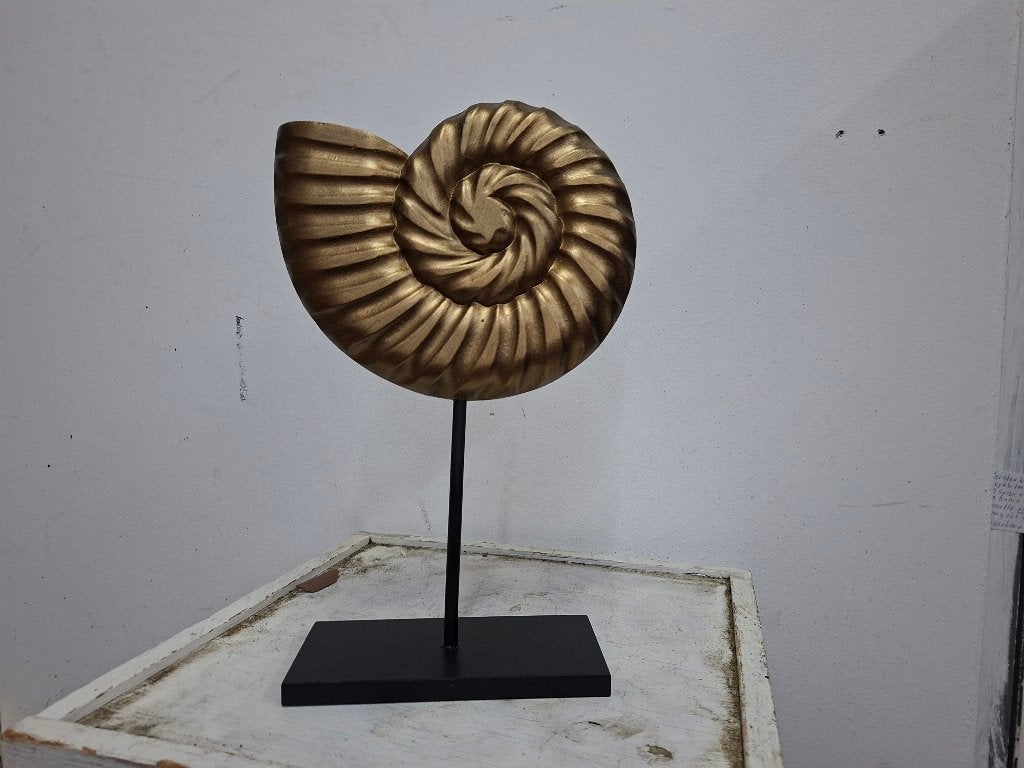 Mooie houten decoratie schelp op een zwarte voet, Verzamelen, Beelden en Beeldjes, Ophalen of Verzenden, Zo goed als nieuw, Dier