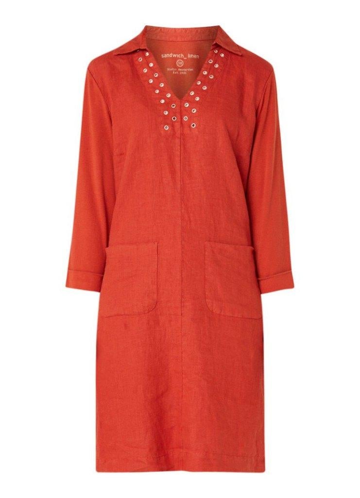 Koraalrood Sandwich linnen jurk tuniek maat 38 ibiza stijl, Kleding | Dames, Jurken, Maat 38/40 (M), Nieuw, Oranje, Ophalen of Verzenden