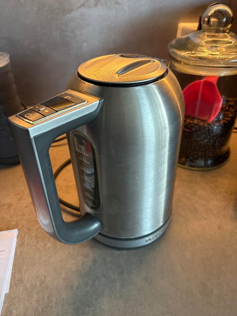 Kitchenaid Waterkoker - Gebruikt, RVS, 1.7L, Witgoed en Apparatuur, Waterkokers, 1 tot 2 liter, Ophalen of Verzenden, Gebruikt