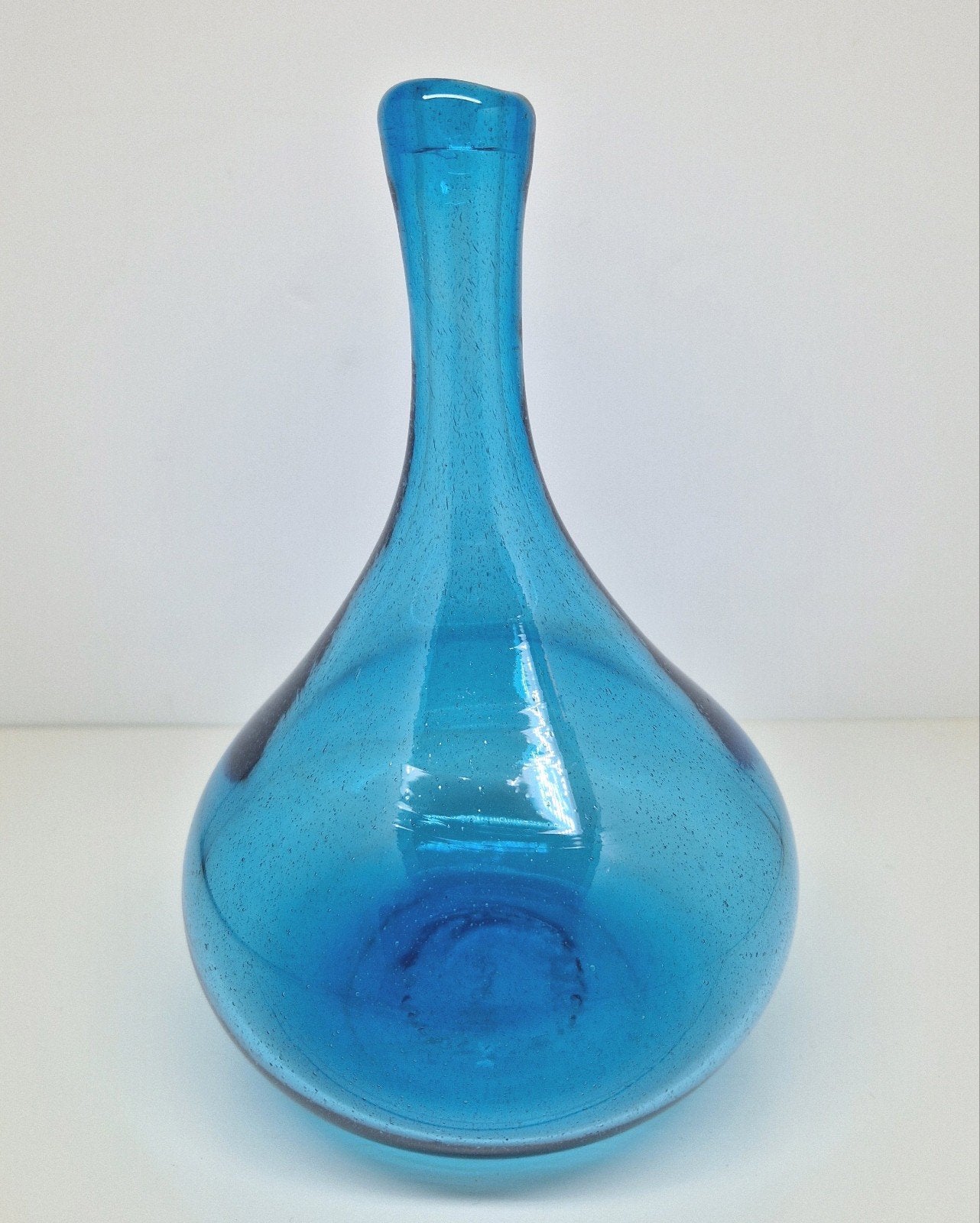 Blauwe druppelvaas Claude Morin Dieulefit, Frankrijk 1970., Glas, Vaas, Ophalen of Verzenden, Handgemaakt