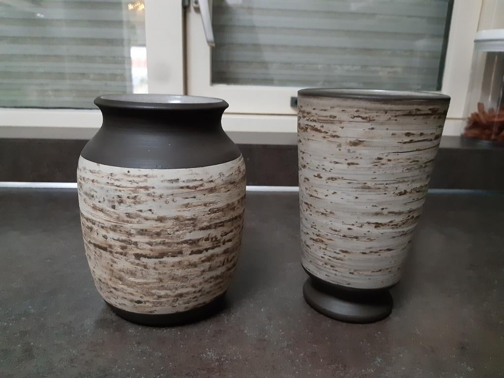 Ravelli berkenbast bloempot / vaas, Rond, Ophalen of Verzenden, Aardewerk, Minder dan 40 cm