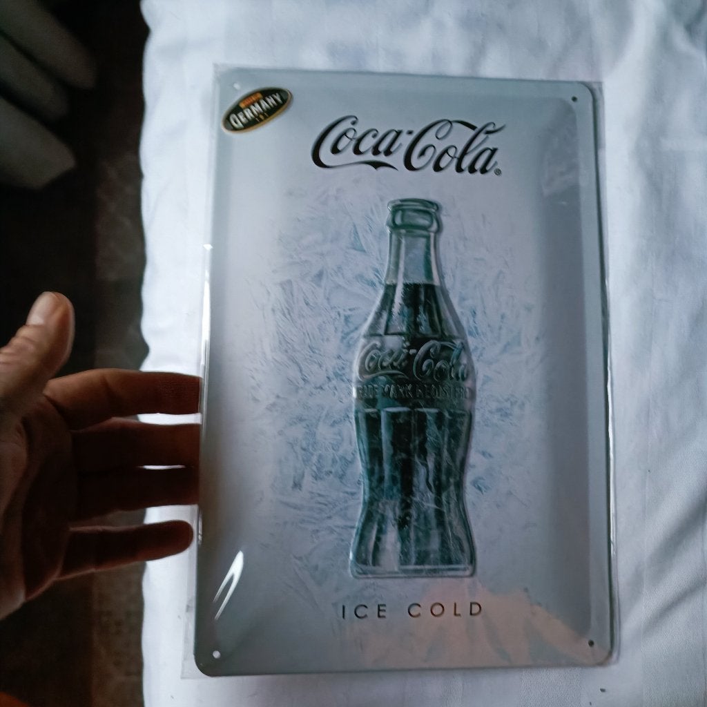 metaal nostalgic art reclame coca cola bord wit zwart nieuw, Ophalen of Verzenden, Nieuw