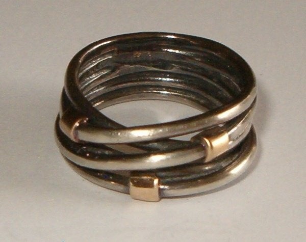 Oude zilveren Pandora ring, stukjes 14 kt  goud, 18 tot 19, Gebruikt, Ophalen of Verzenden, Dame