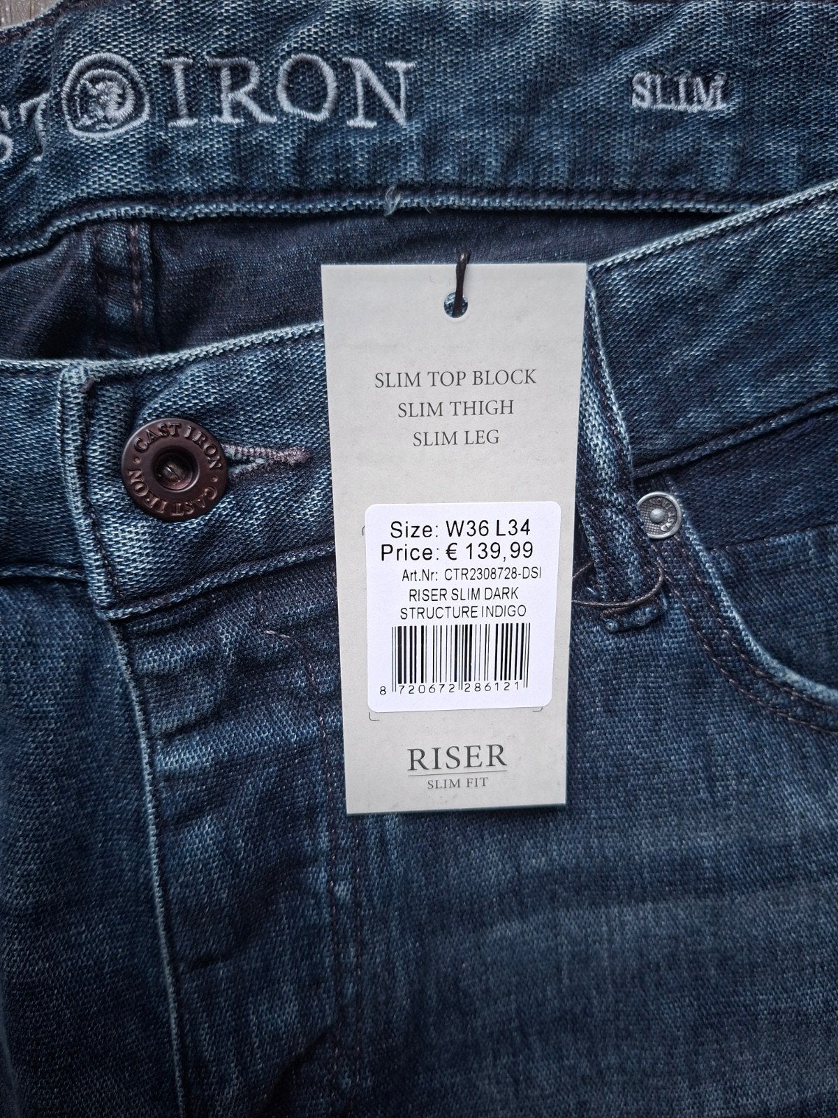 Cast Iron Riser slimfit jeans W36 L34, W36 - W38 (confectie 52/54), Blauw, Nieuw, Ophalen of Verzenden