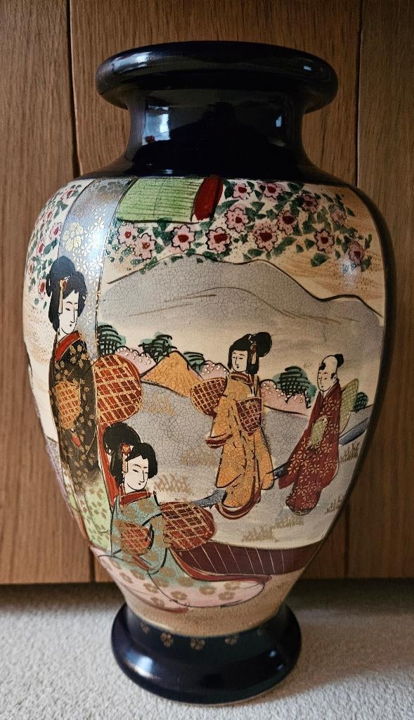 Meiji Satsuma Japanse vaas, begin 20e eeuw 30 cm hoog, gaaf!, Ophalen of Verzenden