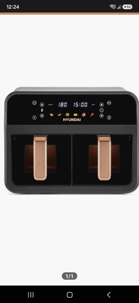 Hyundai Dubbele Airfryer XXL - 2x 4L, Ophalen of Verzenden, Zo goed als nieuw, Airfryer XXL, 1500 gram of meer
