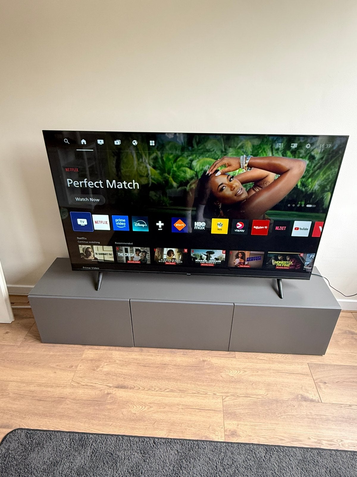 Tv meubel besta ikea grijs 180cm, Ophalen, 150 tot 200 cm, Zo goed als nieuw, Minder dan 100 cm