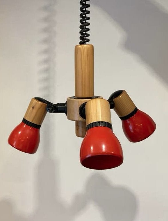 Vintage hanglamp jaren 70-80, Ophalen, Gebruikt, Hout, Vintage mid-century retro deens scandinafisch